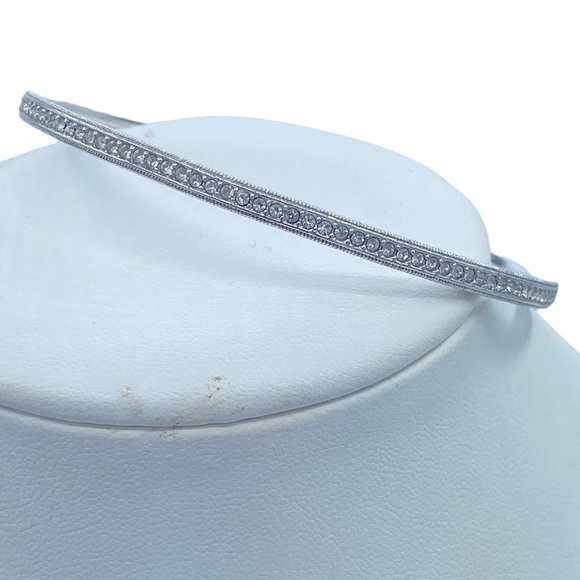 Nadir  silver designer bangle NEW with CZ clear stones size 8” dainty - Picture 8 of 9